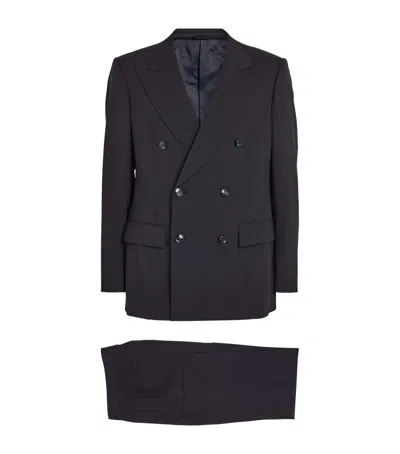 Giorgio Armani Wool Double-breasted Two-piece Suit In Blue