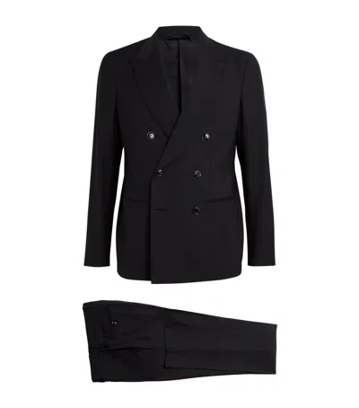 Giorgio Armani Wool Double-breasted Two-piece Suit In Blue