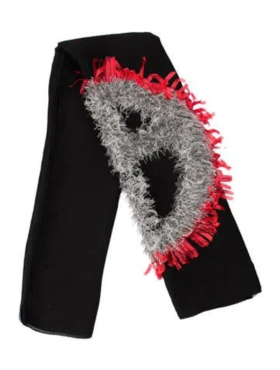 Pre-owned Giorgio Armani Wool Floral Print Scarf In Black