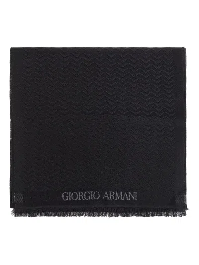 GIORGIO ARMANI WOOL FRINGED SCARF