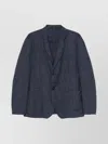 Giorgio Armani Wool Jacket With Back Vent And Patch Pockets In Blue
