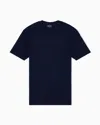 Giorgio Armani Wool Jersey Crew-neck T-shirt With A Striped Motif In Blue