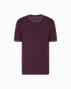 Giorgio Armani Wool Jersey Crew-neck T-shirt With A Striped Motif In Burgundy