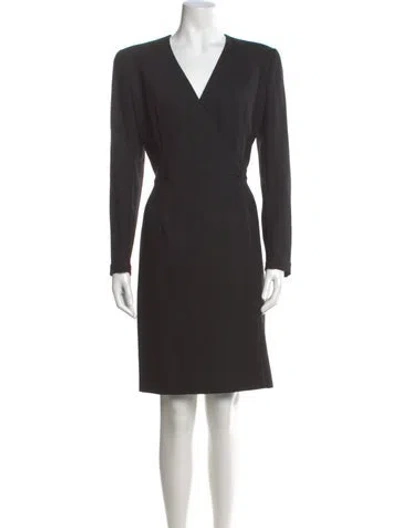 Pre-owned Giorgio Armani Wool Knee-length Dress In Black