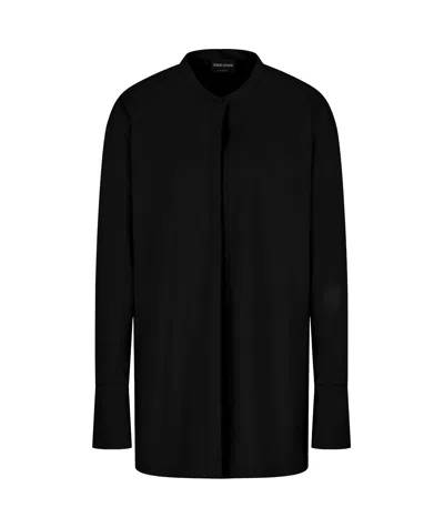 Giorgio Armani Wool Long-sleeved Shirt In Black