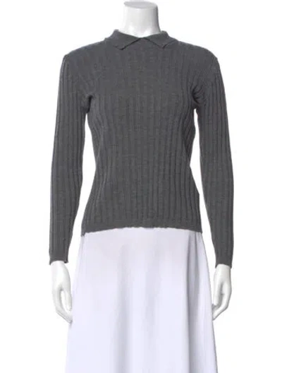 Pre-owned Giorgio Armani Wool Mock Neck Sweater In Gray