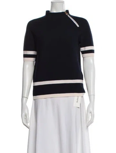 Pre-owned Giorgio Armani Wool Mock Neck Sweater W/ Tags In Blue