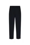Giorgio Armani Cupro And Viscose Jacquard One-dart Trousers In Blue
