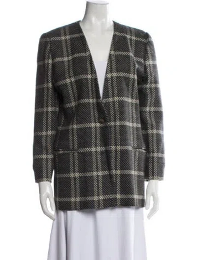 Pre-owned Giorgio Armani Wool Plaid Print Blazer In Multicolor