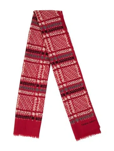 Pre-owned Giorgio Armani Wool Plaid Print Shawl In Red