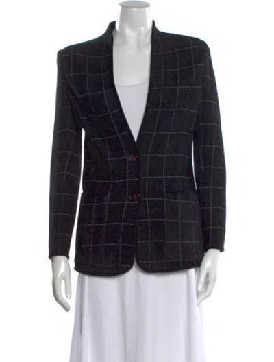 Pre-owned Giorgio Armani Wool Plaid Print Sweater In Blue
