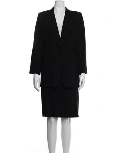 Pre-owned Giorgio Armani Wool Pleated Accents Skirt Suit In Black