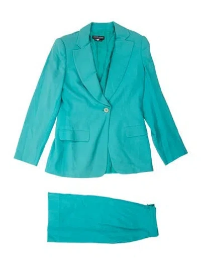 Pre-owned Giorgio Armani Wool Pleated Accents Skirt Suit In Blue