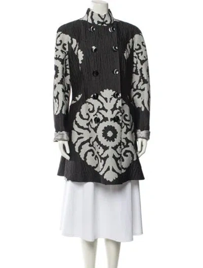 Pre-owned Giorgio Armani Wool Printed Coat In Gray