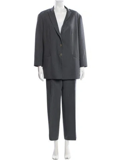 Pre-owned Giorgio Armani Wool Printed Pant Set In Gray