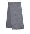 Giorgio Armani Wool Reversible Jacquard Scarf In Blue