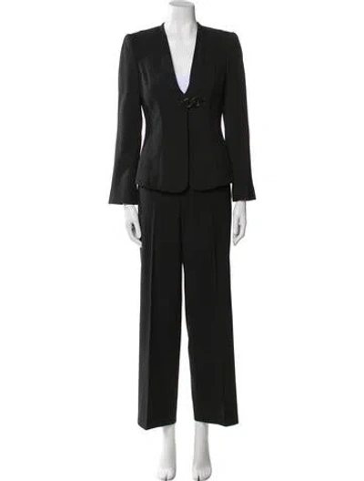 Pre-owned Giorgio Armani Wool Ruffle Embellishment Pant Set In Black