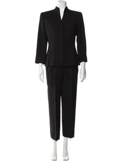 Pre-owned Giorgio Armani Wool Ruffle Embellishment Pant Set In Black