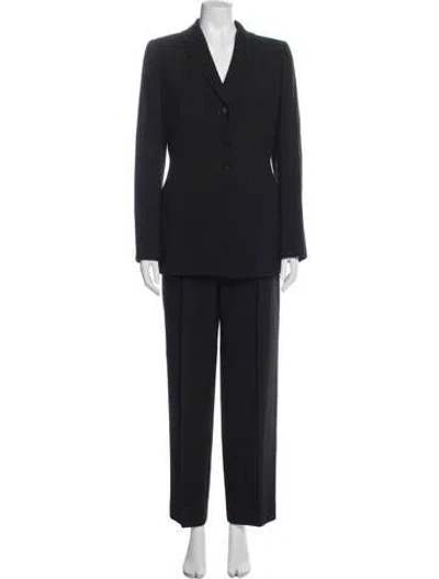 Pre-owned Giorgio Armani Wool Ruffle Embellishment Pantsuit In Black