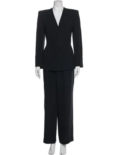 Pre-owned Giorgio Armani Wool Ruffle Embellishment Pantsuit In Blue