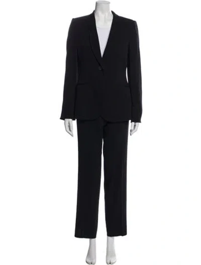Pre-owned Giorgio Armani Wool Ruffle Embellishment Pantsuit In Blue