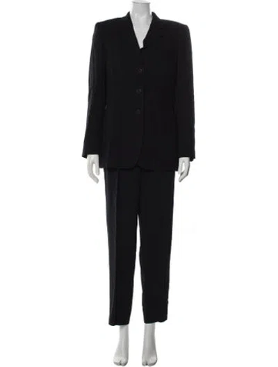 Pre-owned Giorgio Armani Wool Ruffle Embellishment Pantsuit In Blue