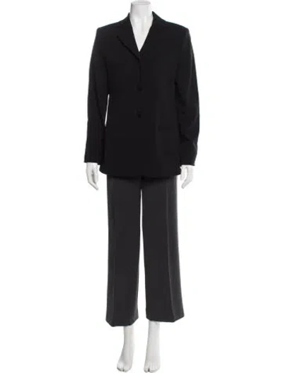 Pre-owned Giorgio Armani Wool Ruffle Embellishment Pantsuit In Gray