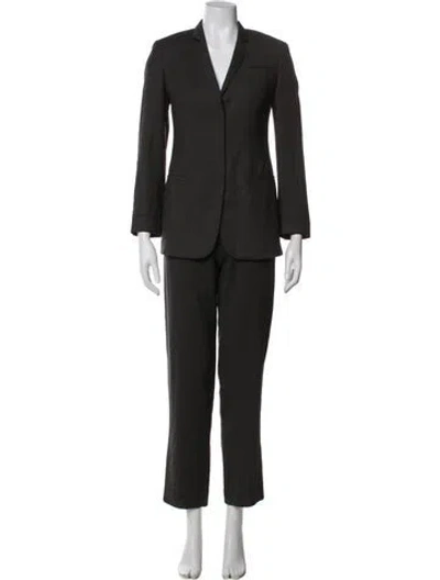 Pre-owned Giorgio Armani Wool Ruffle Embellishment Pantsuit In Gray