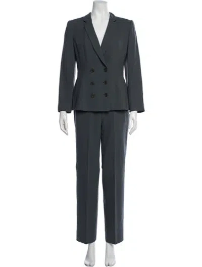 Pre-owned Giorgio Armani Wool Ruffle Embellishment Pantsuit In Grey