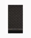 Giorgio Armani Official Store Wool Scarf With Jacquard Monogram In Brown