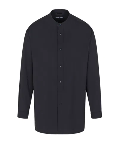 Giorgio Armani Wool Shirt In Black