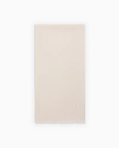 Giorgio Armani Wool, Silk And Cashmere Foulard In White