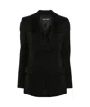 Giorgio Armani Single-breasted Ruffled Blazer In Black