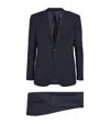 Giorgio Armani Wool Suit With Flap Pockets And Notch Lapel In Blue