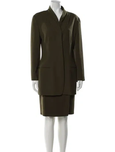 Pre-owned Giorgio Armani Wool Skirt Suit In Green