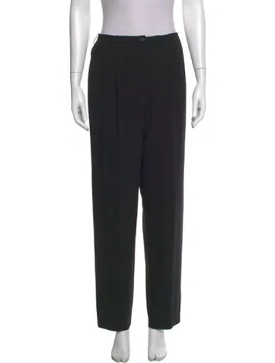 Pre-owned Giorgio Armani Wool Straight Leg Pants In Black