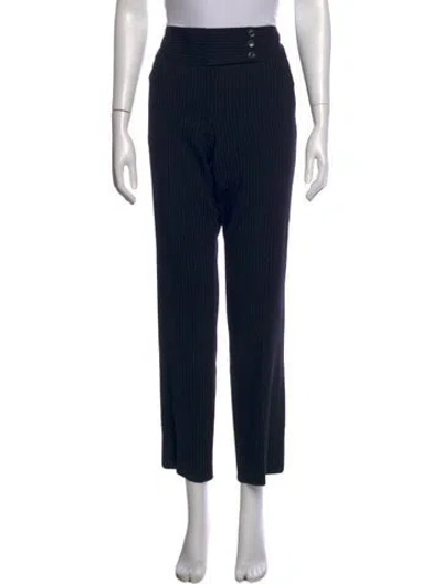 Pre-owned Giorgio Armani Wool Straight Leg Pants In Black/blue
