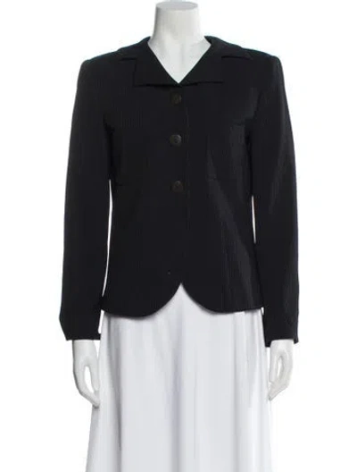 Pre-owned Giorgio Armani Wool Striped Blazer In Blue