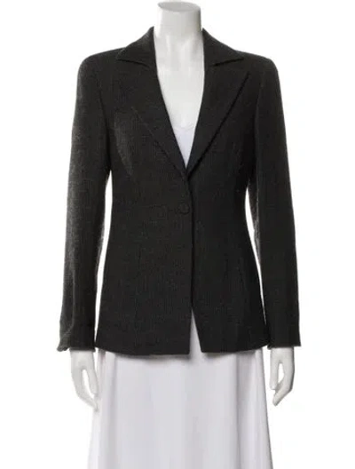 Pre-owned Giorgio Armani Wool Striped Blazer In Gray