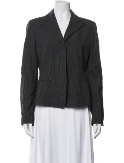 Pre-owned Giorgio Armani Wool Striped Blazer In Gray