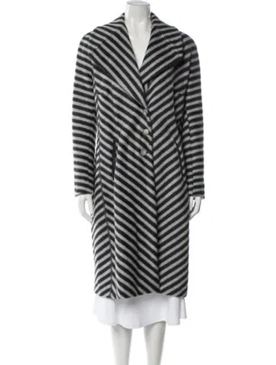 Pre-owned Giorgio Armani Wool Striped Coat In Gray