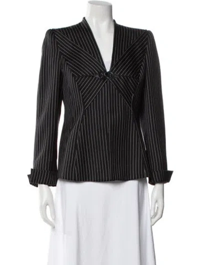 Pre-owned Giorgio Armani Wool Striped Evening Jacket In Gray