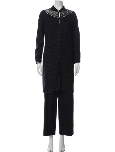 Pre-owned Giorgio Armani Wool Striped Pantsuit In Black