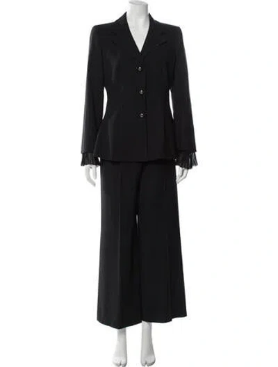 Pre-owned Giorgio Armani Wool Striped Pantsuit In Black