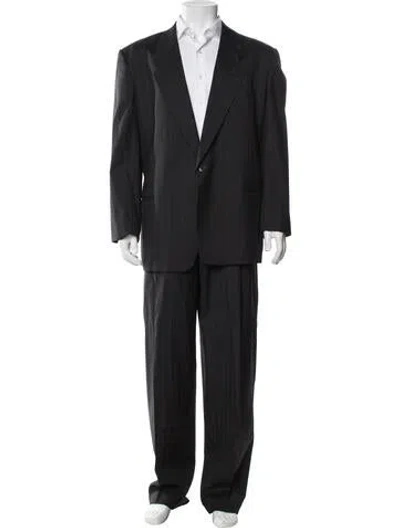 Pre-owned Giorgio Armani Wool Striped Two-piece Suit In Blue