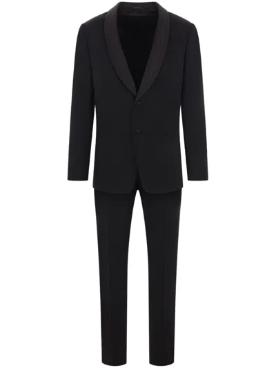 Giorgio Armani Wool Single-breasted Suit In Black