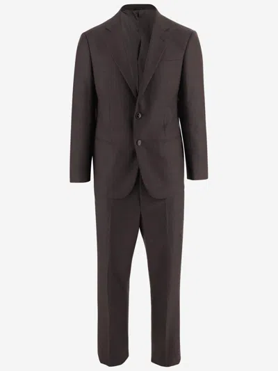 Giorgio Armani Wool Suit In Brown