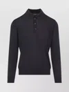 Giorgio Armani Dark Grey Wool Sweater With Polo Collar In Black