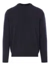 Giorgio Armani Chevron Pattern Long Sleeve Wool Blend Sweater In Blue