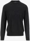 Giorgio Armani Black Crewneck Logo Sweater In Black
